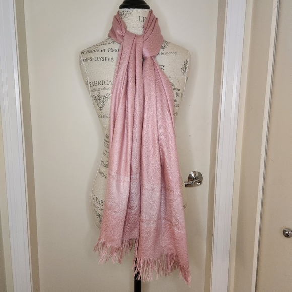 Vintage Pink Pashmina Silk Scarf - Picture 1 of 9